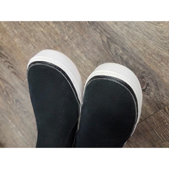 Toms Bryce Black Leather Suede Pull On Rounded Toe Low Top Sneakers Shoes 7.5 - Picture 8 of 9